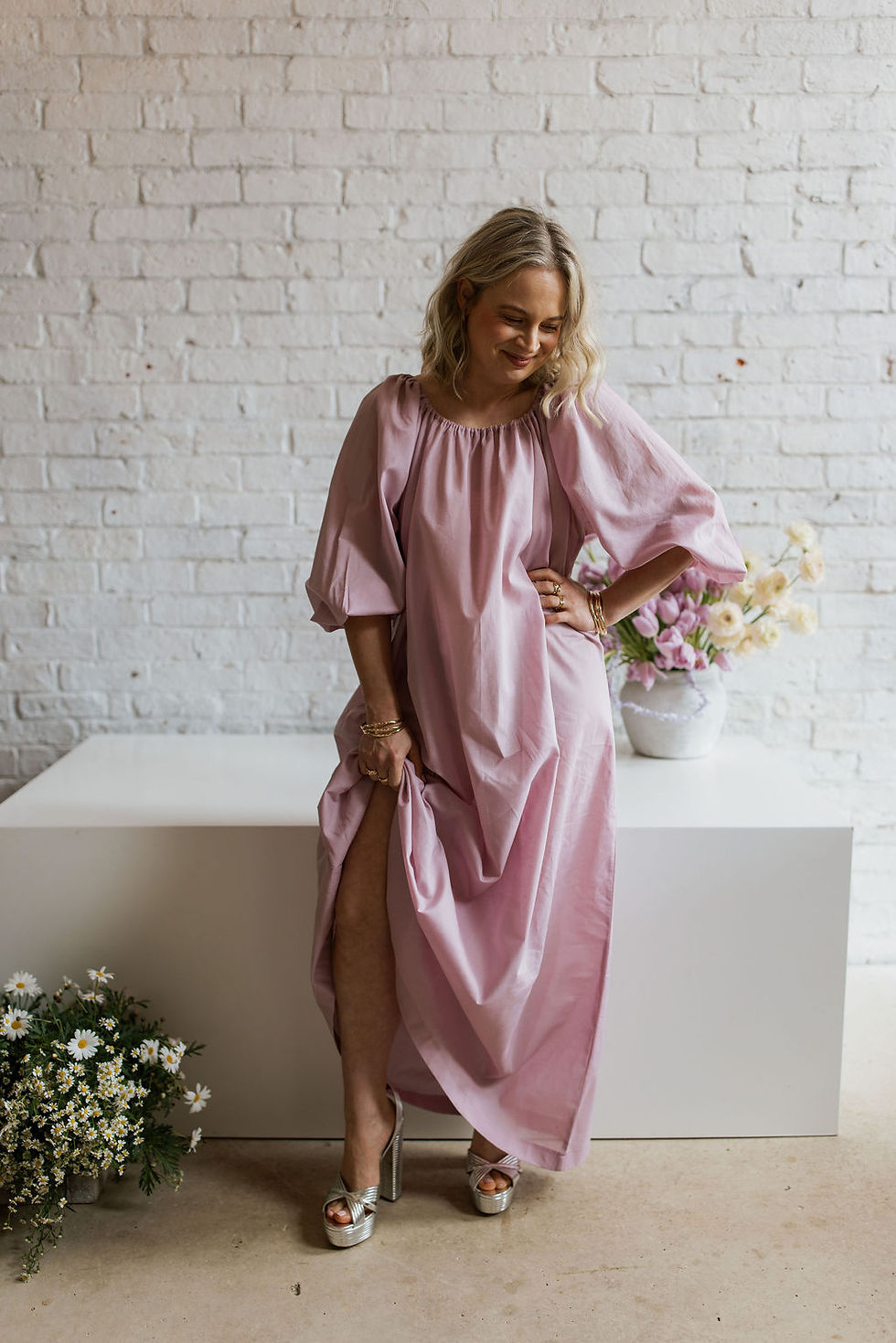 Thumbnail: The Bloom Dress in  Mauve Organic Voile