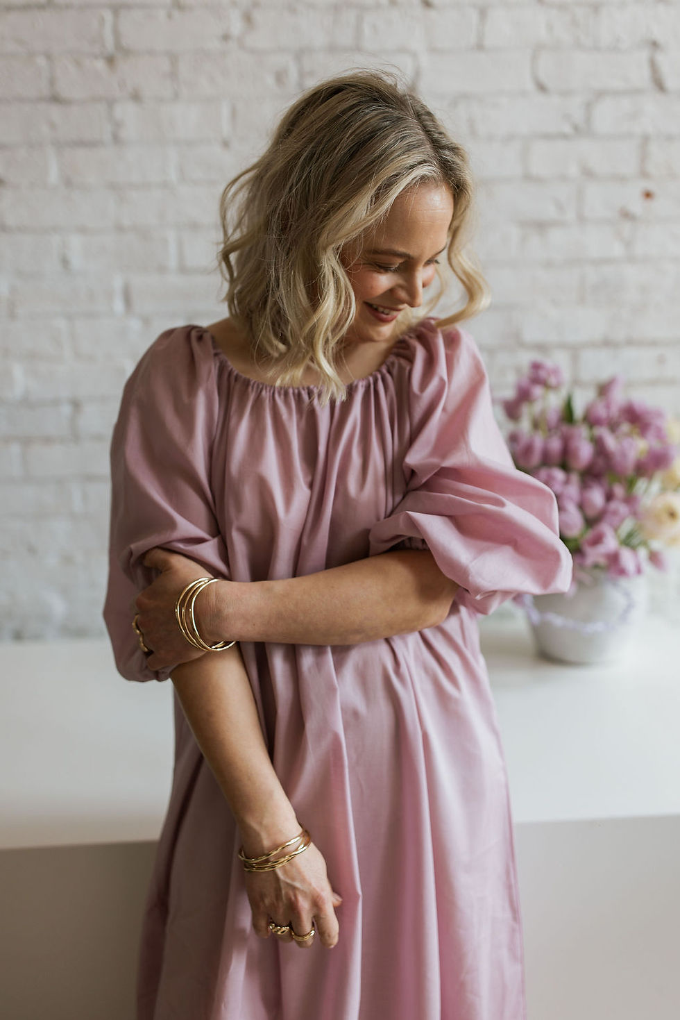 Thumbnail: The Bloom Dress in  Mauve Organic Voile