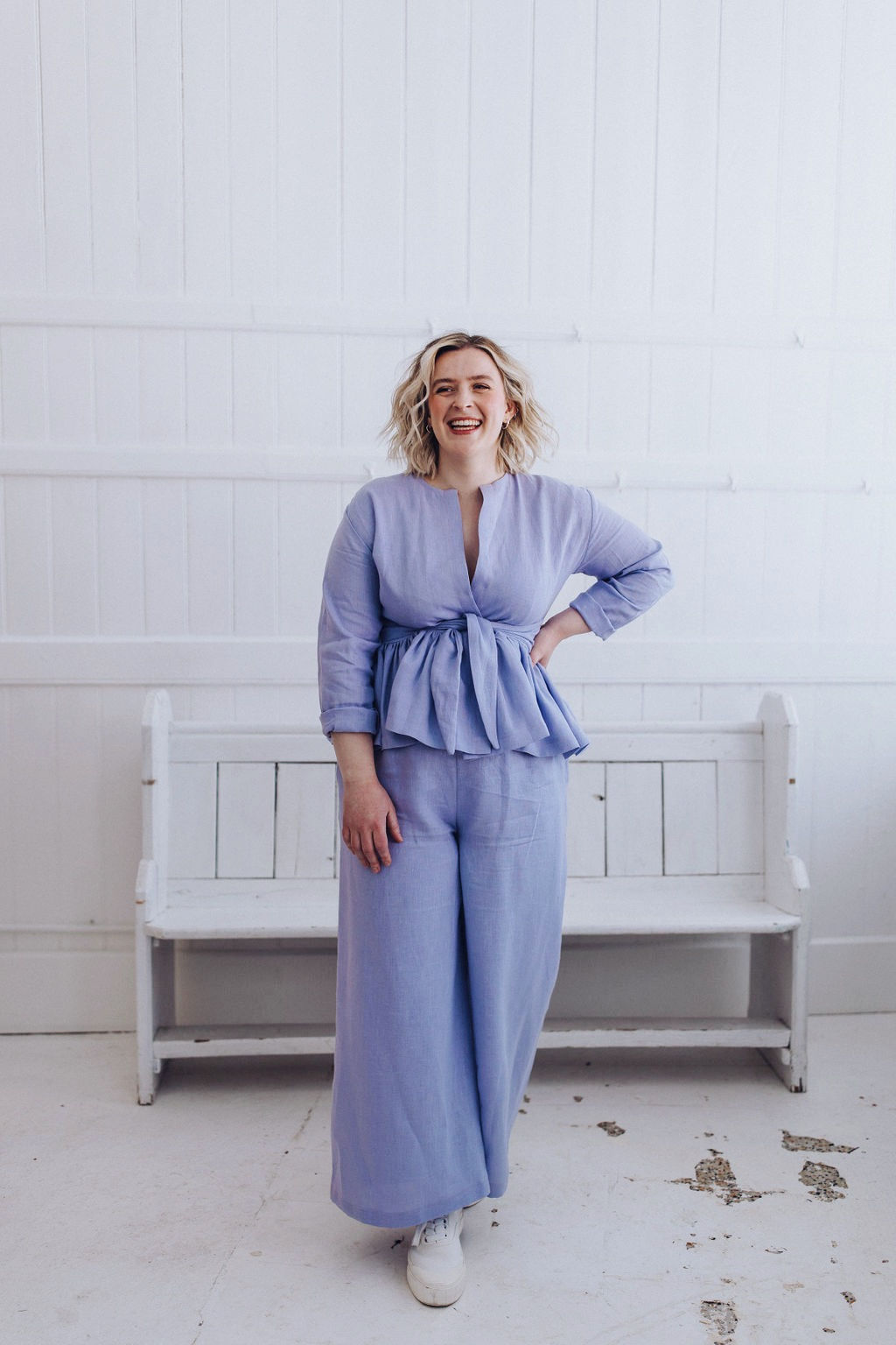 The Wide Trousers - Wisteria Linen (Ready Made)