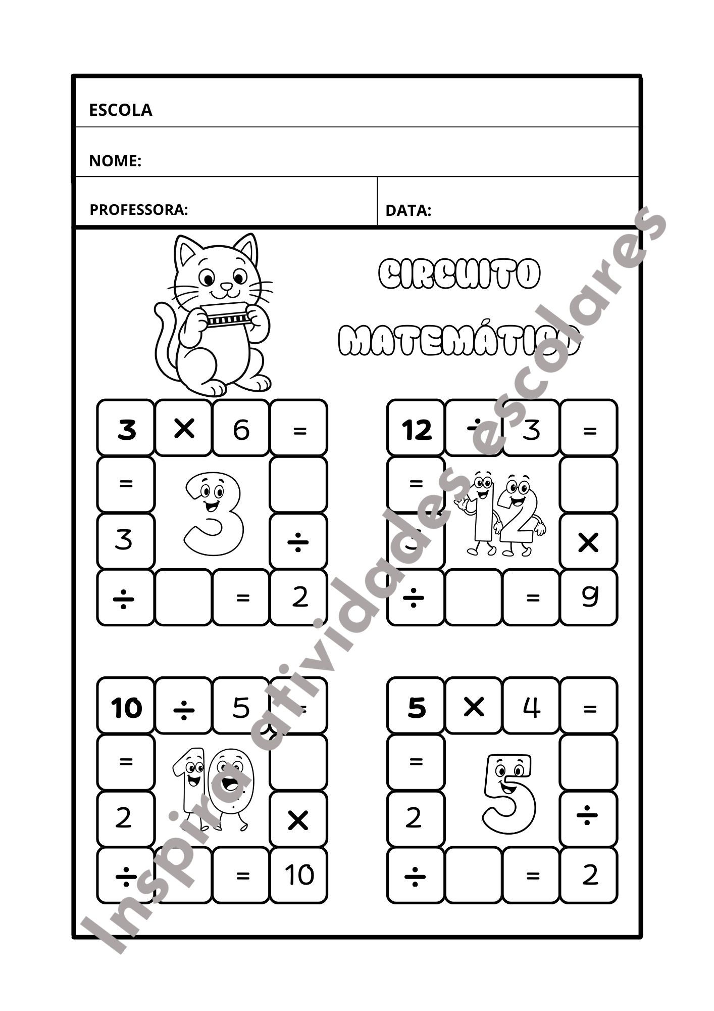 Adição subtração multiplicação e divisão 3º ano