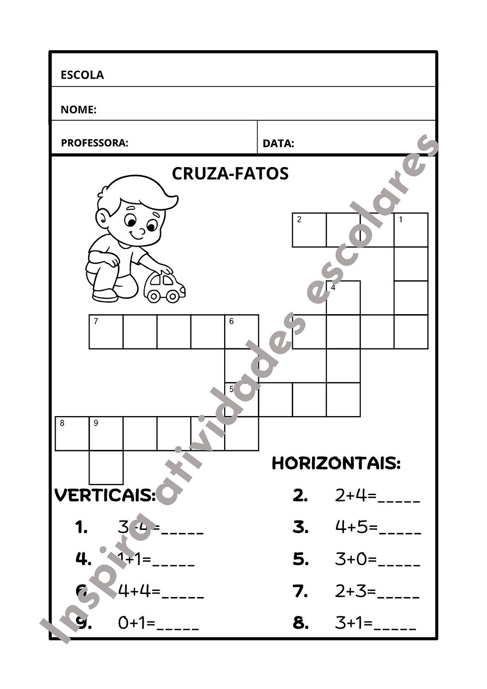 Cruza Fatos da Adição de 0 a 20