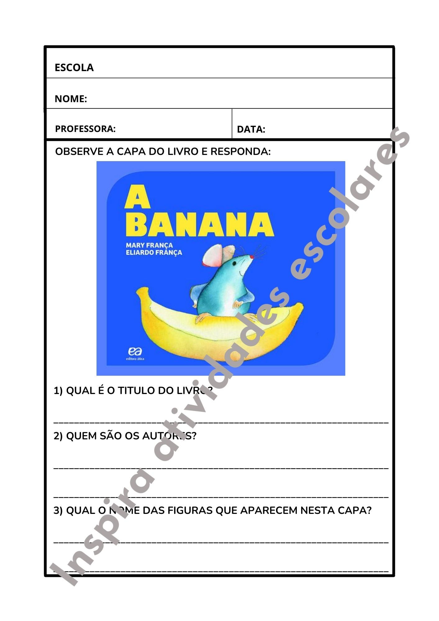 Leitura e interpretação A banana 1º e 2º ano