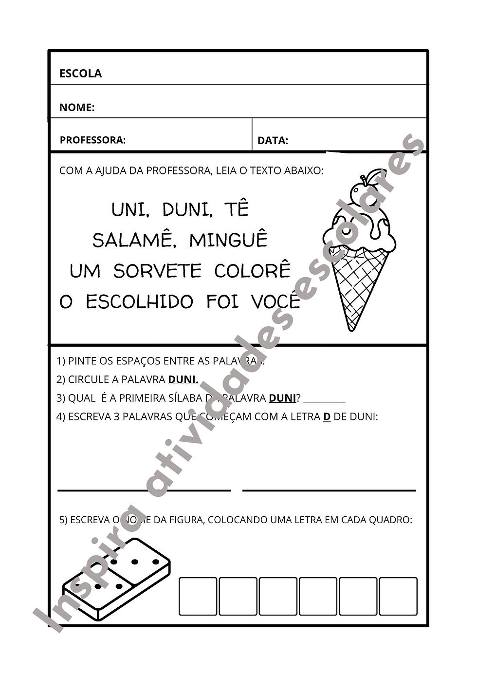 Parlenda Uni, Duni, Tê