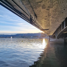 River Limmat and Lake of Zurich under the Bridge 