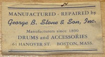 mid - late 1930s George B. Stone & Son Drum Label