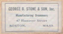 ca. mid 1930s George B. Stone & Son Drum Label