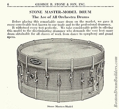 Stone Master-Model Drum from Catalog K, 1925