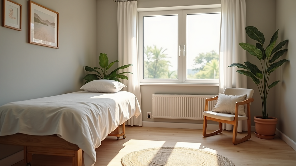 Eye-level view of a quiet therapy room