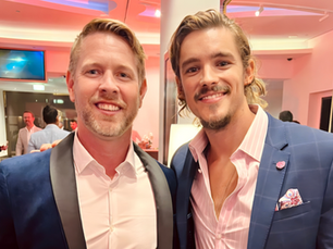 Christopher Amos and Brenton Thwaites at Screen Forever.