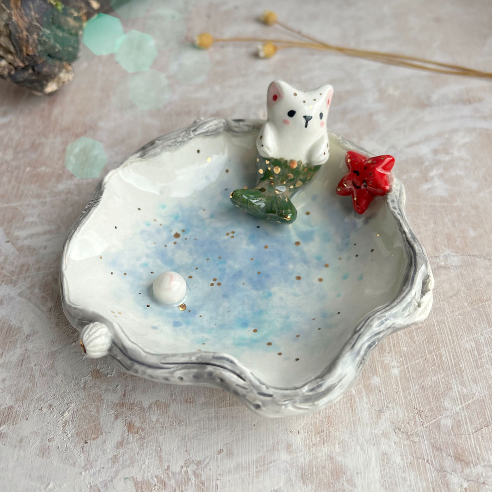 Thumbnail: Mermaid Cat with Starfish and pearl jewellery dish