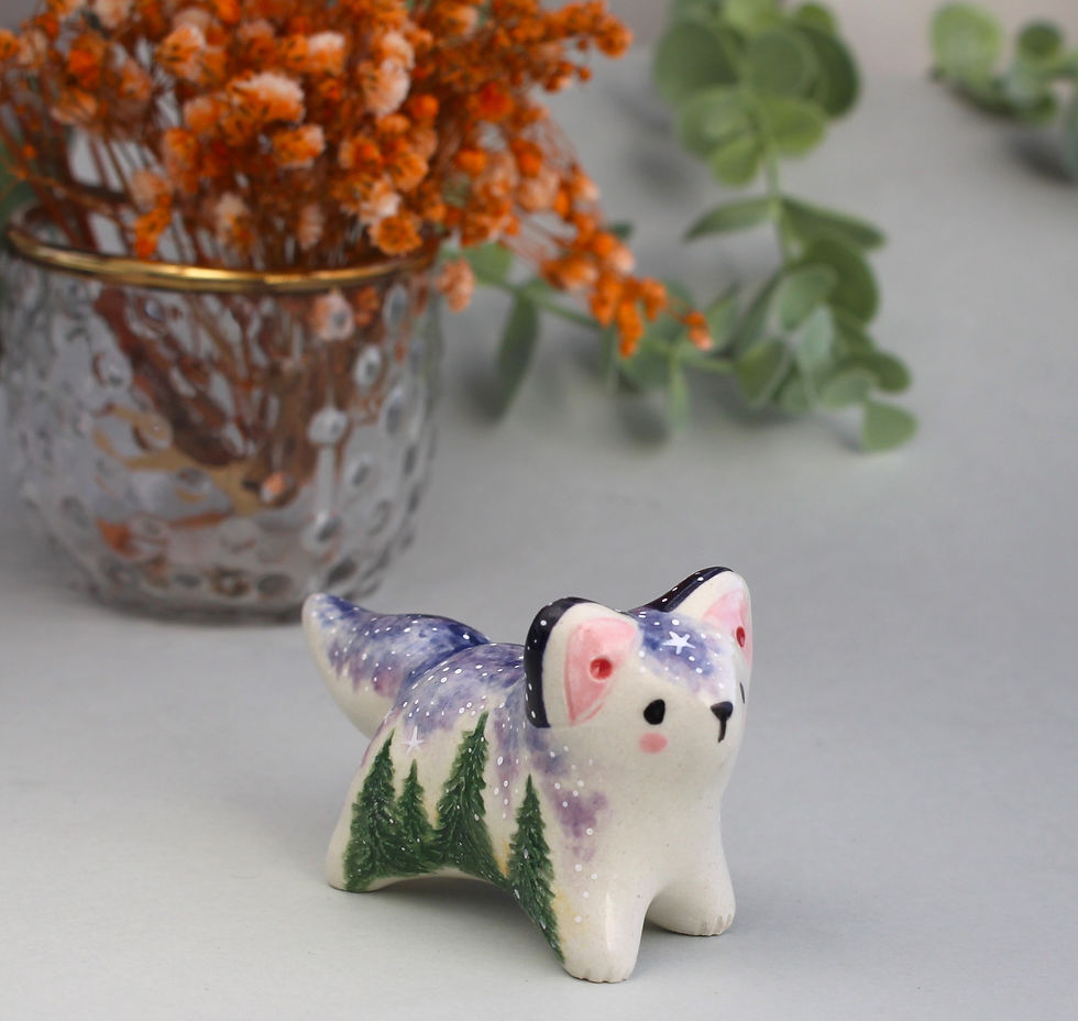 Dawn in the Forest Fox handmade ceramic figurine