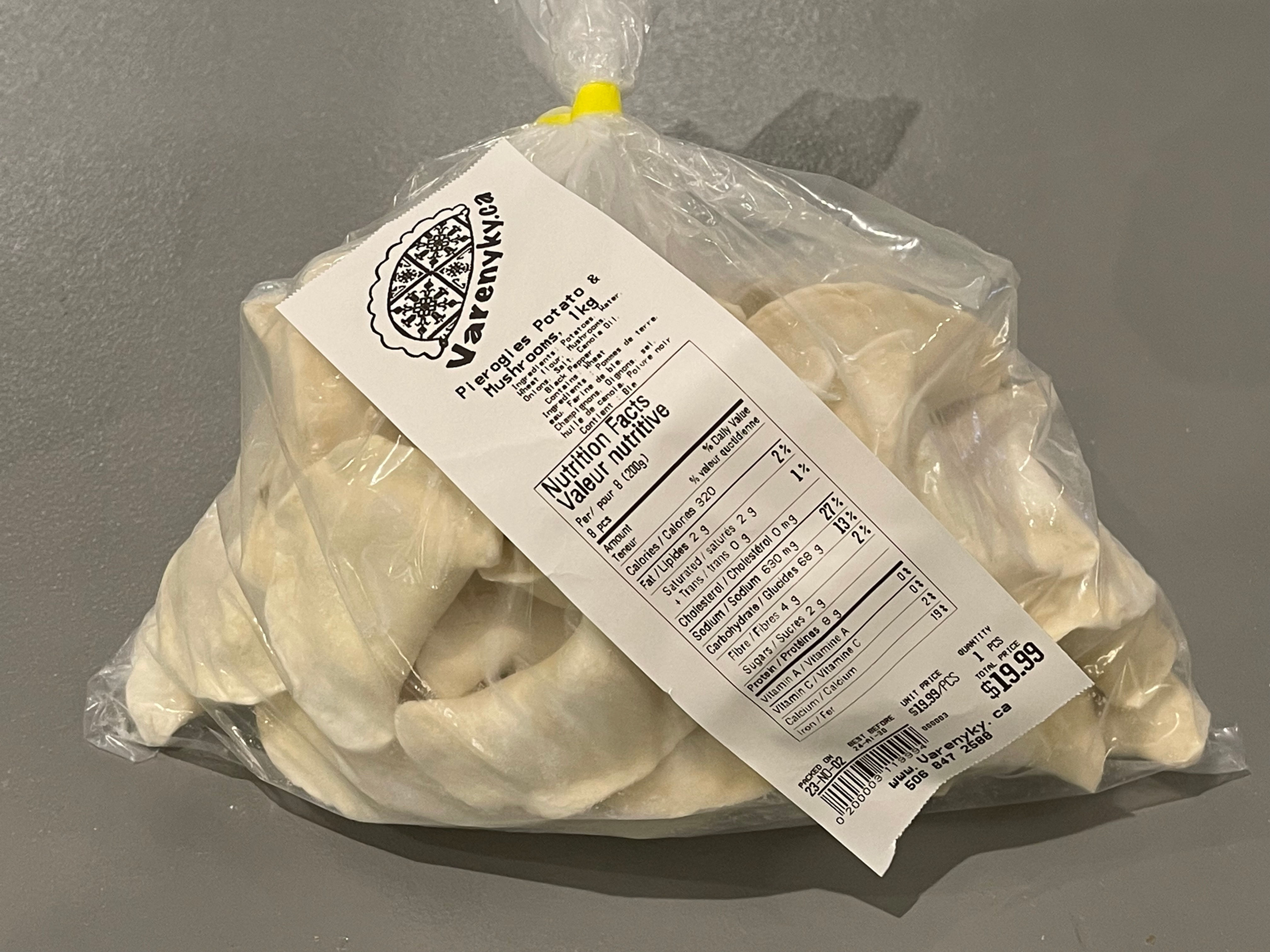 Perogies / Varenyky with Potato & Mushrooms. 1 kg.