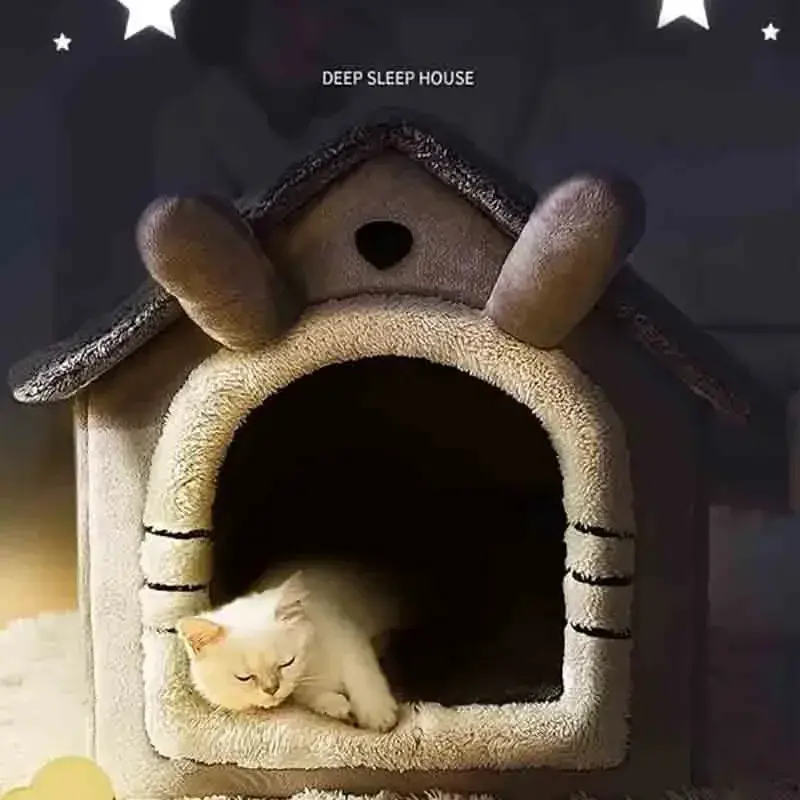 Thumbnail: Indoor Warm Dog House Soft Pet Bed Tent House Dog Kennel Cat Bed Removable and W