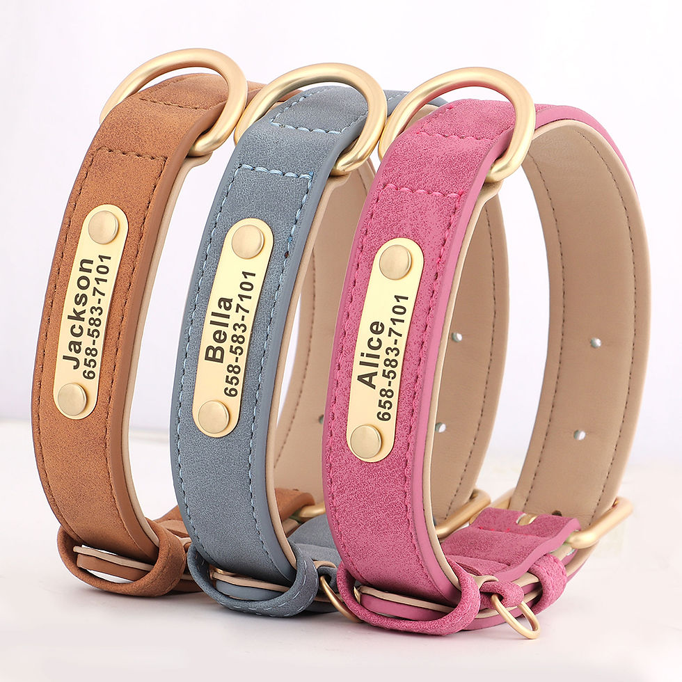 Thumbnail: Personalized Dog Collar Custom Engraved PU Leather Dog Collars Free Engraving ID