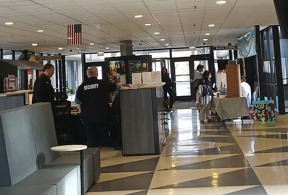 Security monitor the campus center. Photo Credit: Kyle Chmielowski.