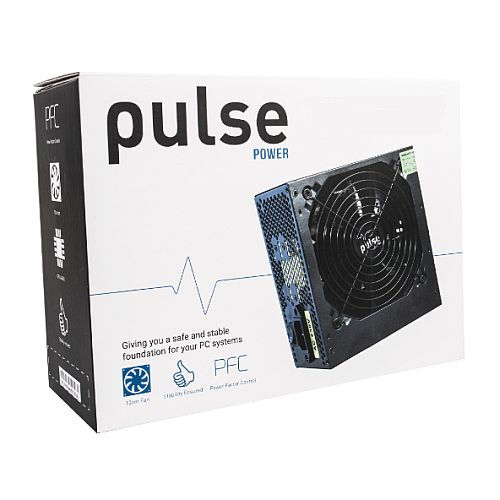 Pulse 650W PSU, ATX 12V, Active PFC, 4 x SATA, PCIe, 120mm Silent Red Fan, Black