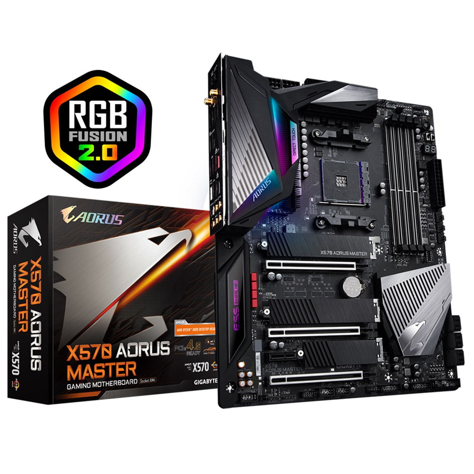 Gigabyte X570 AORUS MASTER AMD Socket AM4 ATX USB 3.2 C Triple M.2 RGB WiFi 6 ax