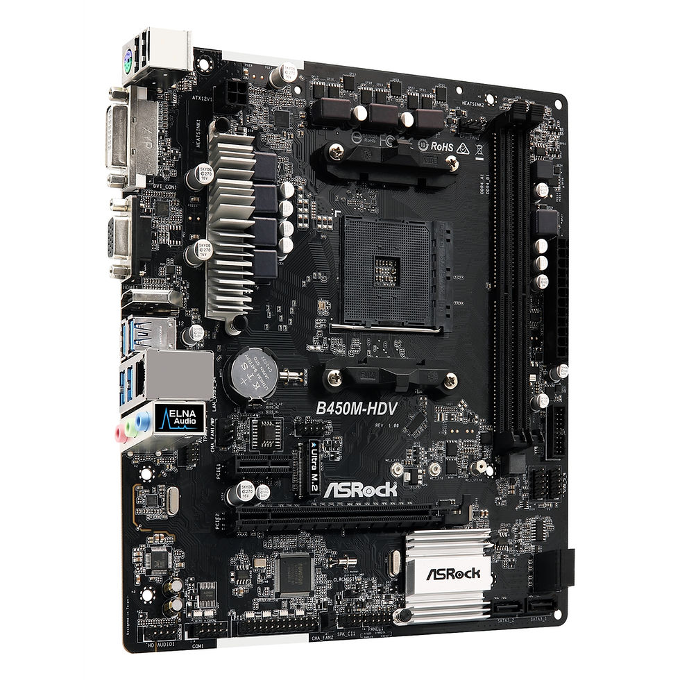 Thumbnail: ASRock B450M-HDV AMD AM4 Micro ATX VGA/DVI-D/HDMI DDR4 USB 3.1 Motherboard