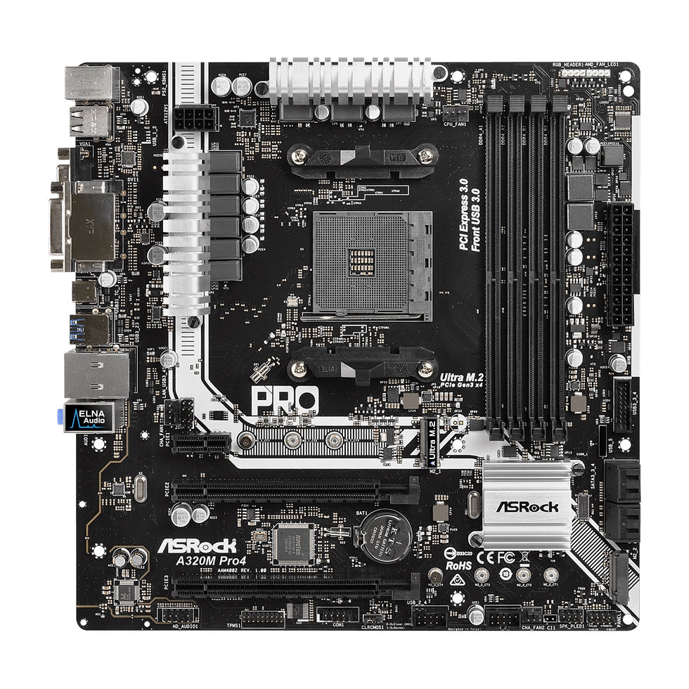 Thumbnail: ASRock A320M Pro4 AMD Socket AM4 Ryzen Micro ATX DDR4 D-Sub/DVI-D/HDMI M.2/Ultra