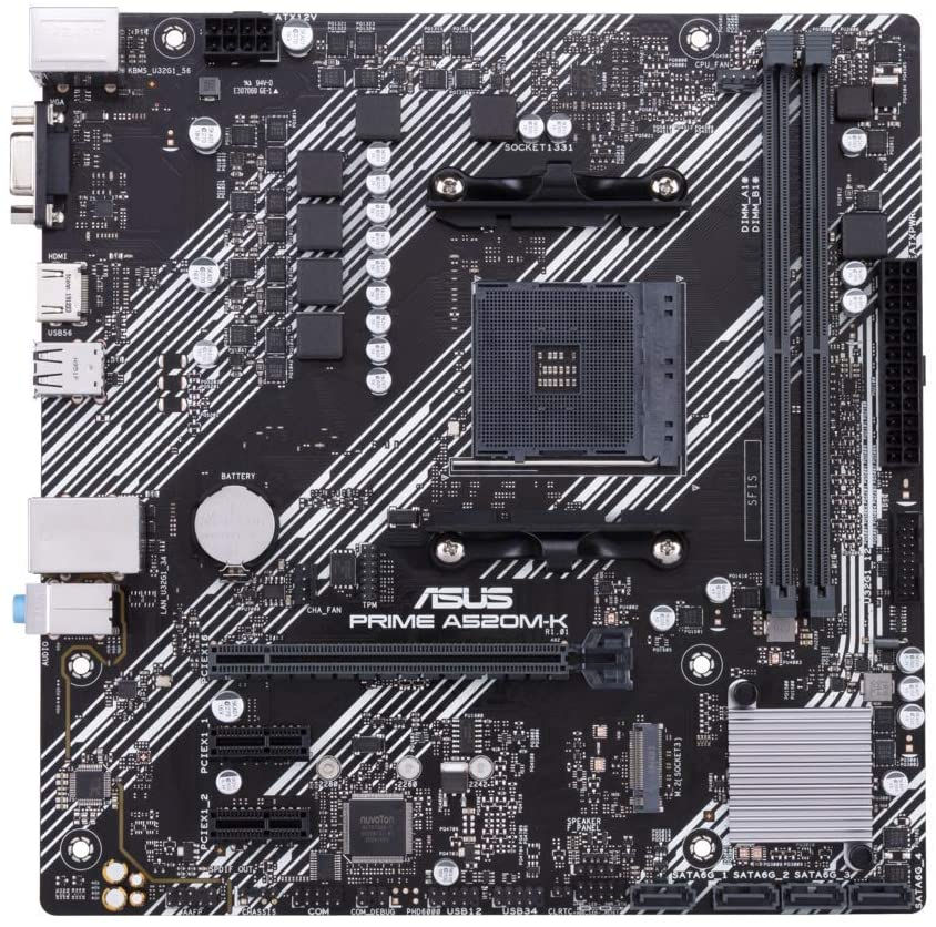 Thumbnail: Asus PRIME A520M-K, AMD A520, AM4, Micro ATX, 2 DDR4, VGA, HDMI, M.2