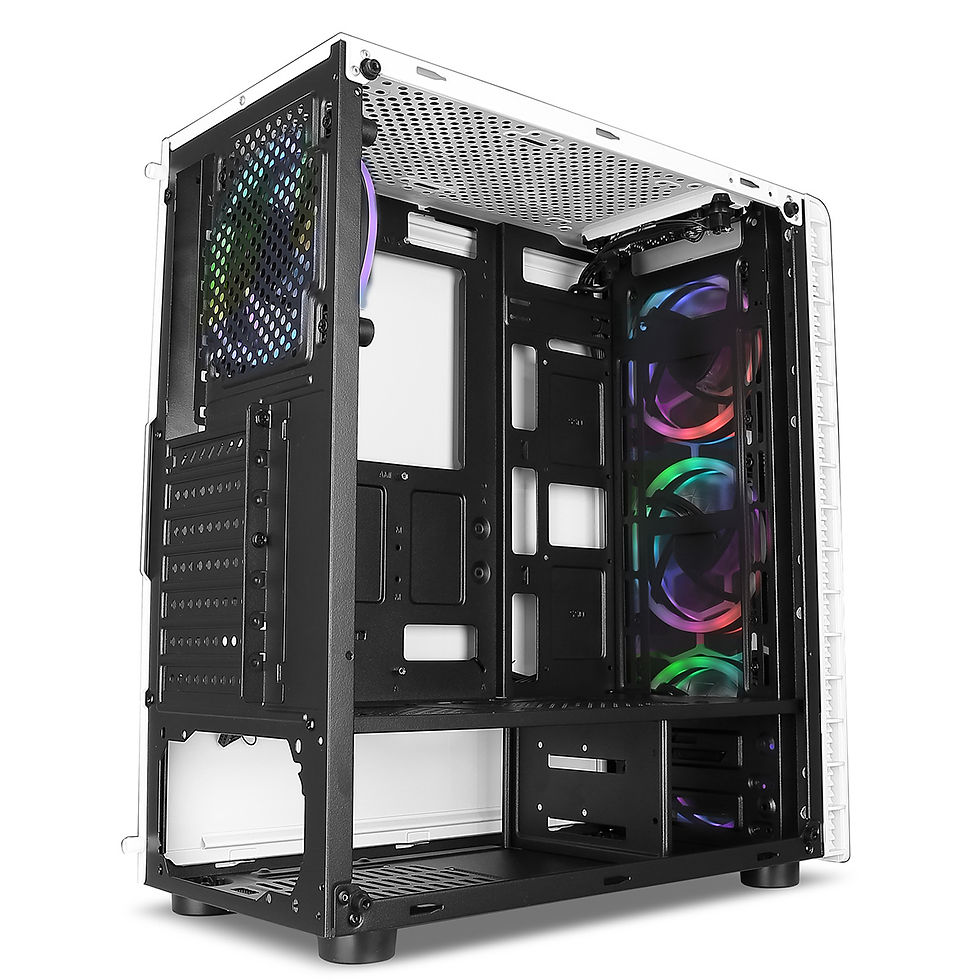 Thumbnail: CiT Raider White 4 x Halo Spectrum RGB Fans Glass Front and Side MB SYNC