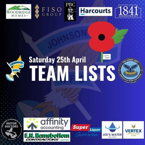 Team Lists for 25 April 2026 - note venue change