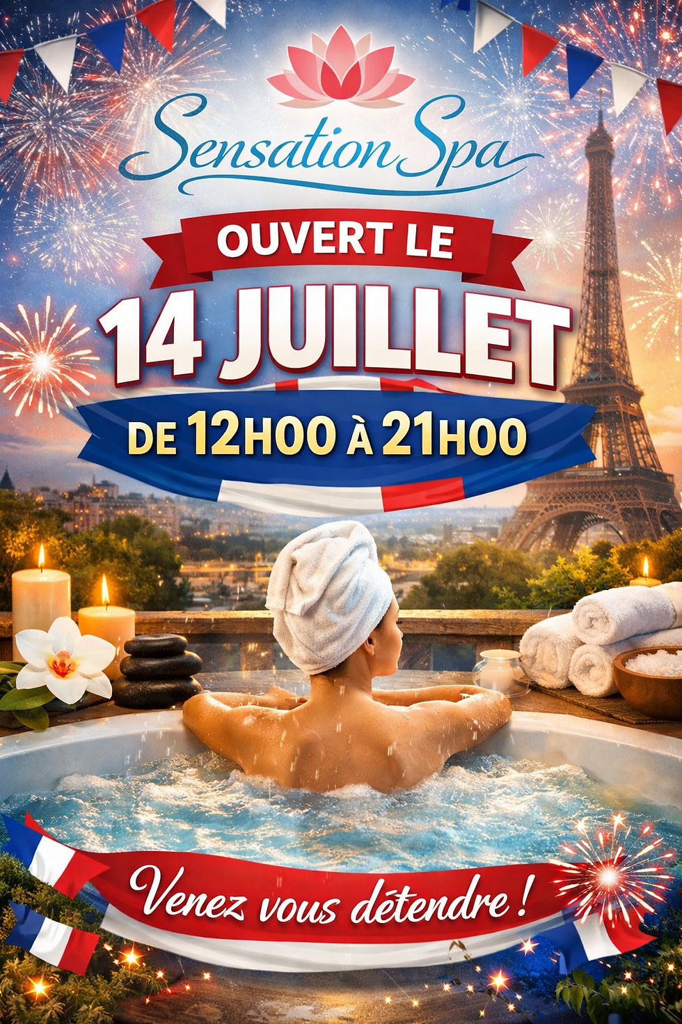 Nous sommes ouverts le 14 juillet 2026 de 12h00 à 21h00