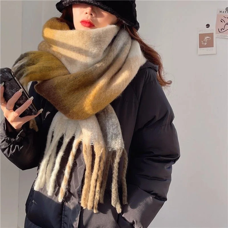 Thumbnail: 2025 Winter Thick Warm Scarf Women Cashmere Shawl and Wraps Pashmina Neckerchief