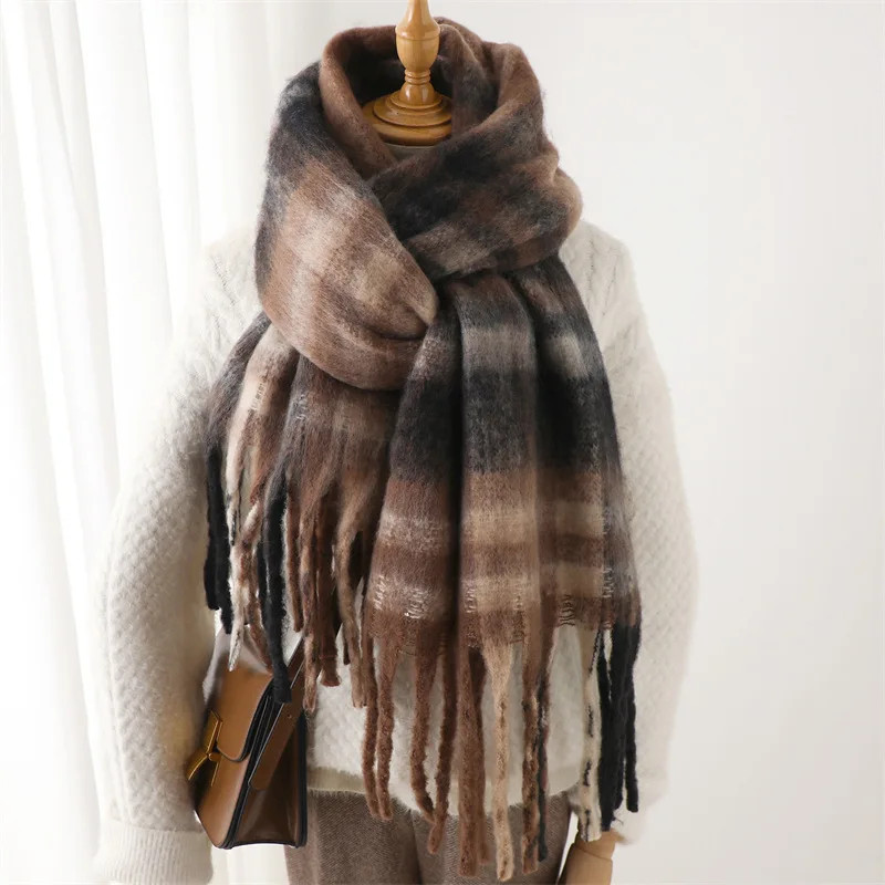 Thumbnail: 2025 Winter Thick Warm Scarf Women Cashmere Shawl and Wraps Pashmina Neckerchief