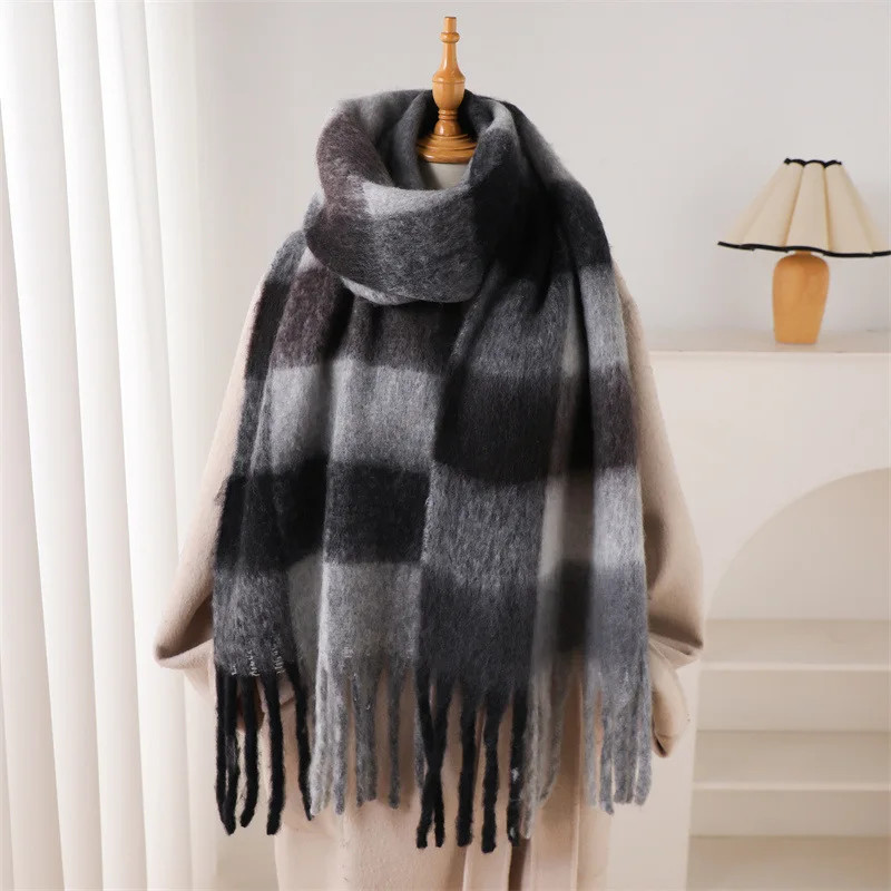 Thumbnail: 2025 Winter Thick Warm Scarf Women Cashmere Shawl and Wraps Pashmina Neckerchief