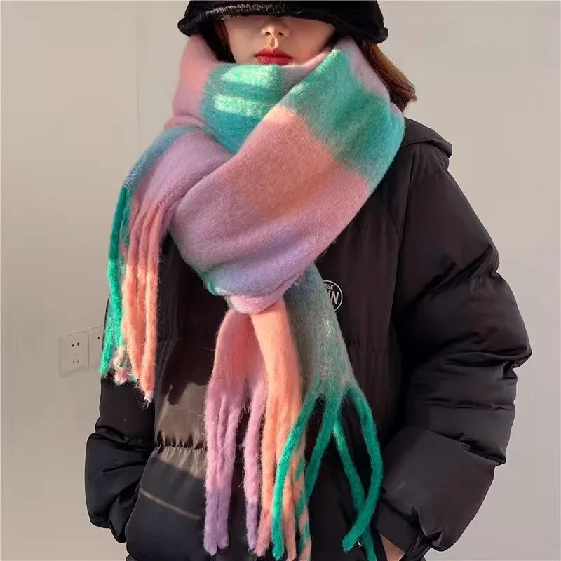 Thumbnail: 2025 Winter Thick Warm Scarf Women Cashmere Shawl and Wraps Pashmina Neckerchief