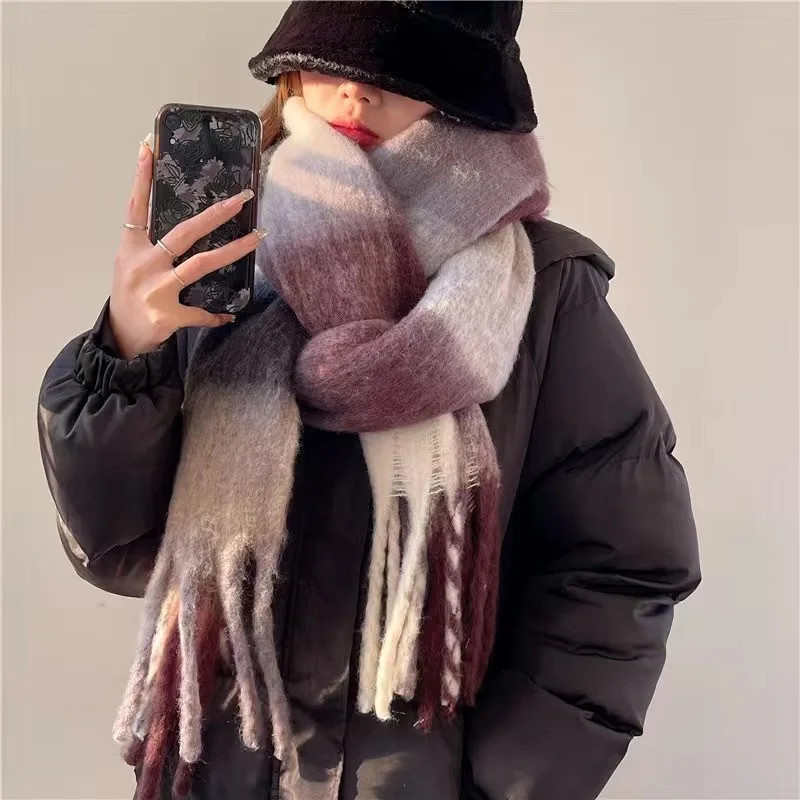 Thumbnail: 2025 Winter Thick Warm Scarf Women Cashmere Shawl and Wraps Pashmina Neckerchief