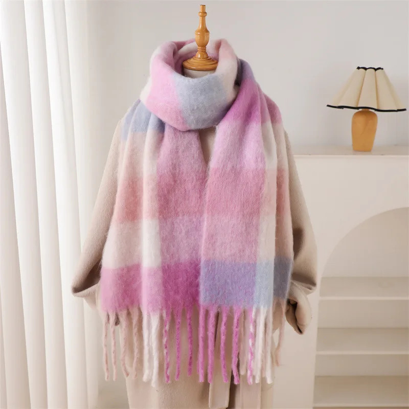 Thumbnail: 2025 Winter Thick Warm Scarf Women Cashmere Shawl and Wraps Pashmina Neckerchief