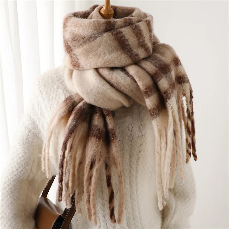 Thumbnail: 2025 Winter Thick Warm Scarf Women Cashmere Shawl and Wraps Pashmina Neckerchief