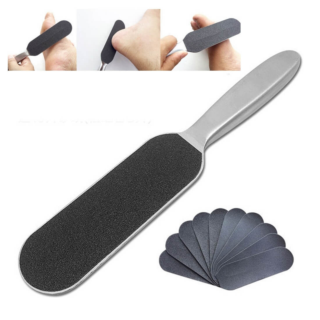 Double Sided Foot File with 5 Coarse and 5 Fine Self Adhesive Sandpaper