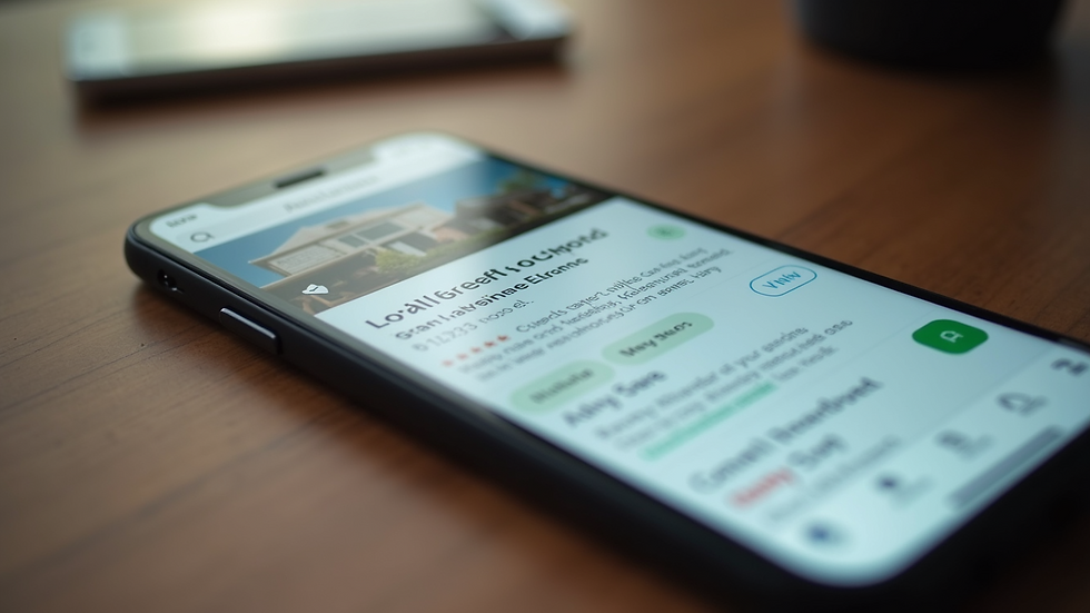 Close-up view of a smartphone showing a local business search result