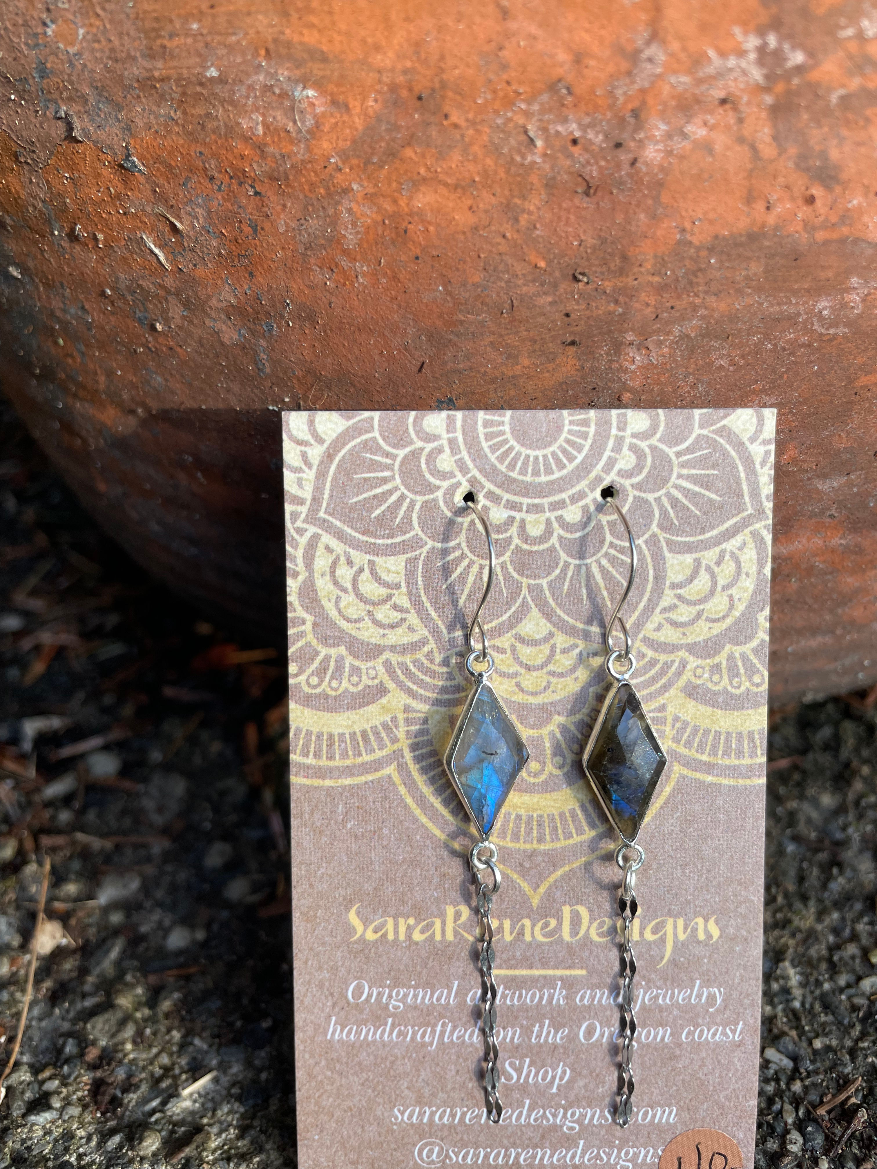 Labradorite and chain earrings 