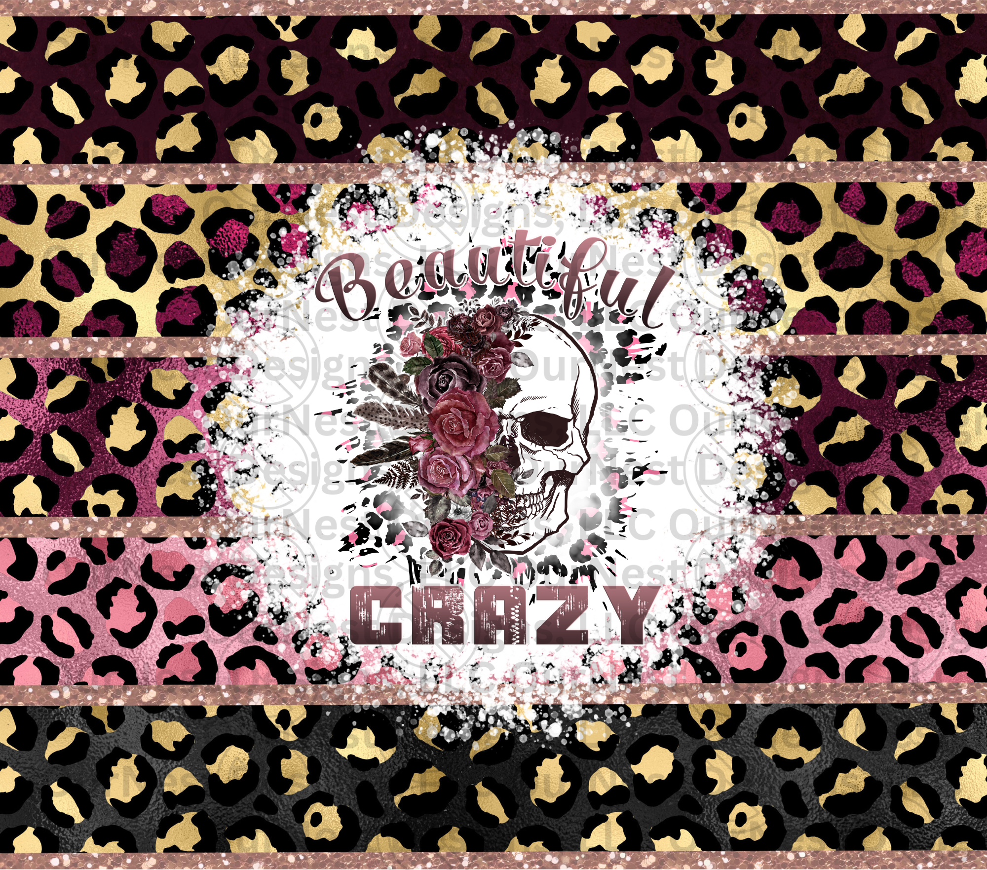 Beautiful Crazy Skull with Cheetah Background