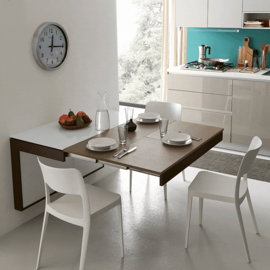 Elisa Spinelli idelisa studio Milano Interio design arredi trasformabili salvaspazio progettazione interior designer cucina soggiorno living monolocale bilocale case piccole tavolo allungabile lungo e stretto