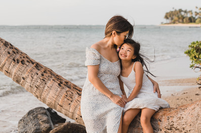 mother and daughter at the beach
