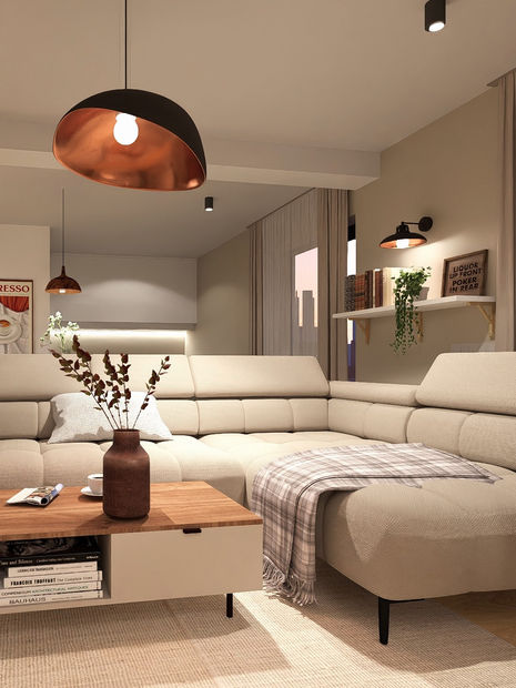 Salon z nutą industrialnego stylu