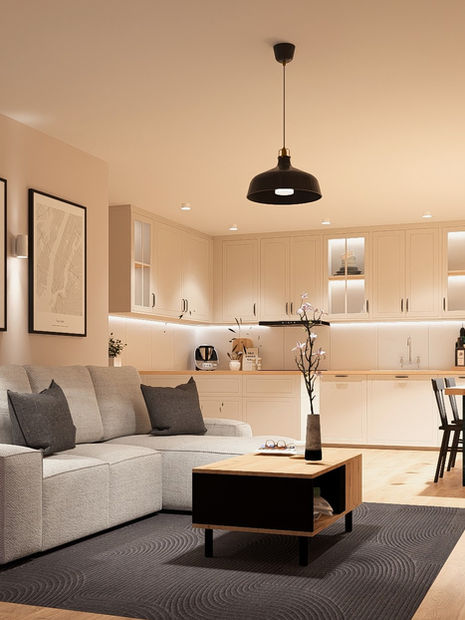 Nowoczesny salon z aneksem kuchennym w stylu skandynawskim 🏡✨