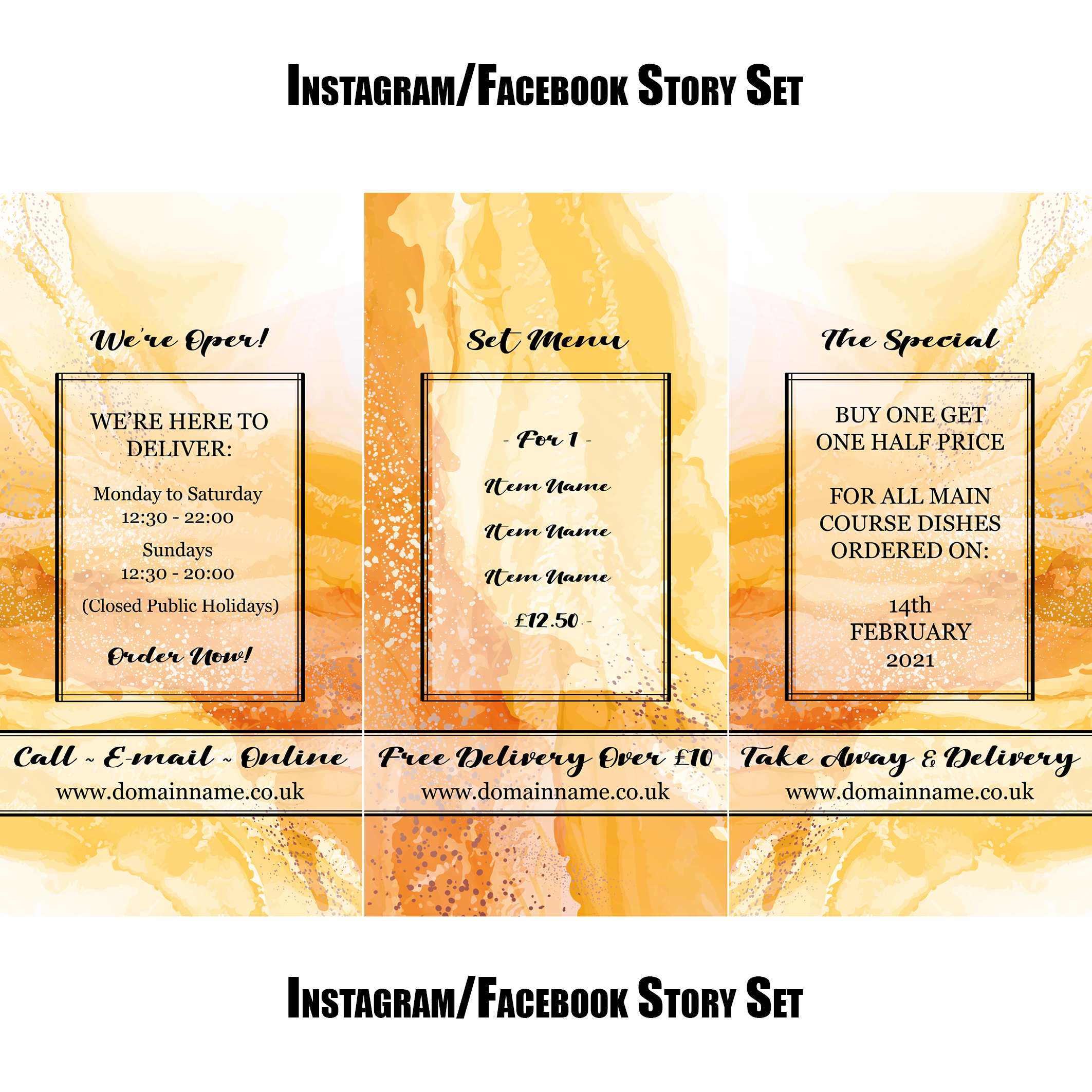 Takeaway/Restaurant Social Media Story Set (Valentines Theme)