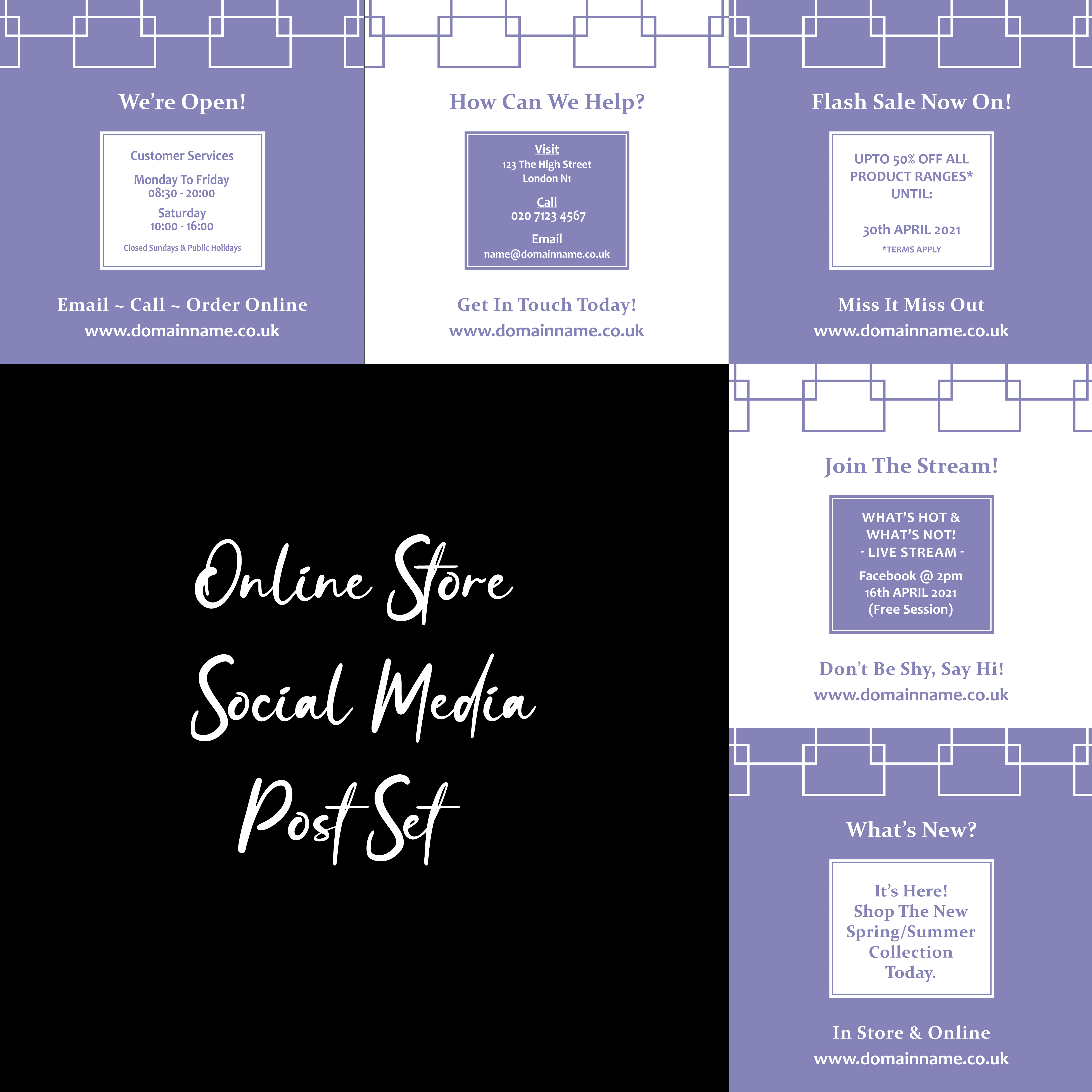 Facebook Post Set (Lilac) - Shop/Online Store