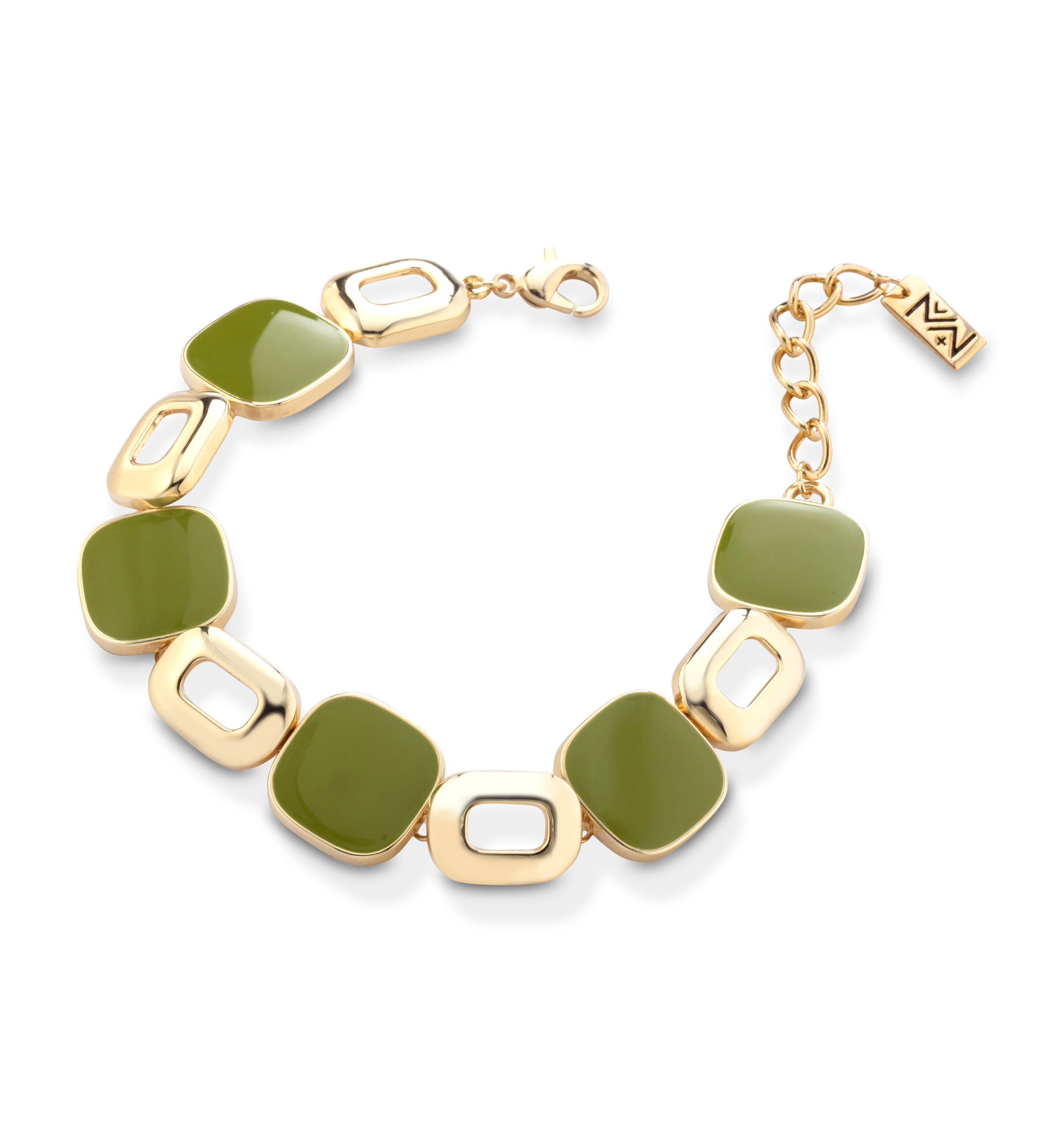 Bracciale con quadrati smaltati verdi BRWM162VE