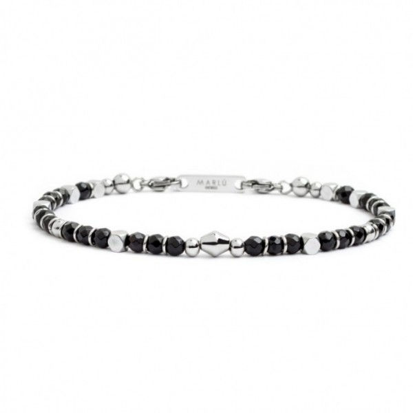BRACCIALE AGATA NERA ELEMENTI EMATITE 4BR1822N