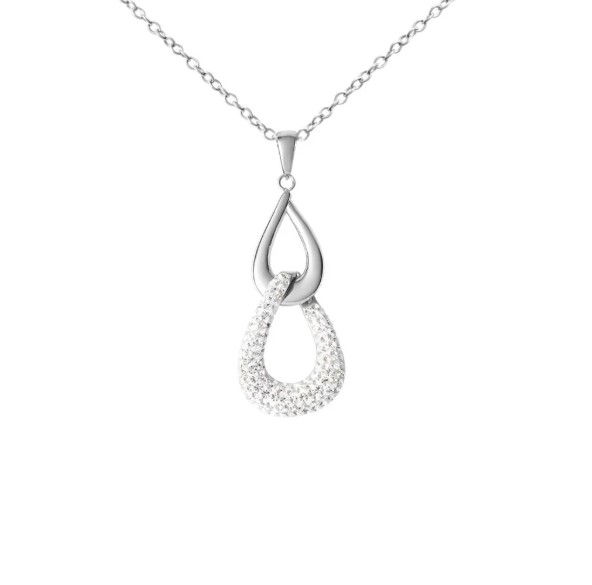 Collana Lady Phantasya Acciaio Maglia Groumette Cristallo Bianco 40+5 cm 1688068