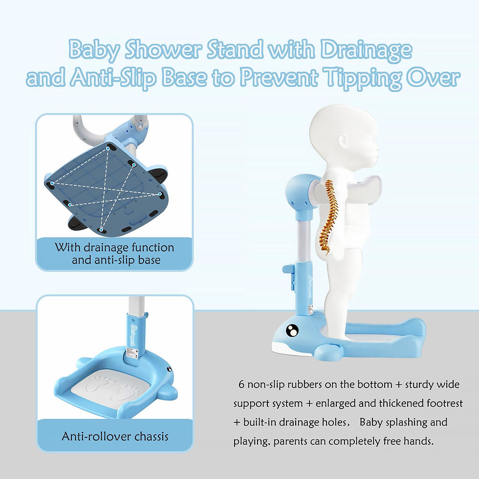 Thumbnail: Foldable Baby Shower Stand, Toddler Shower Stand with Anti-Slip Base & Anti-P...