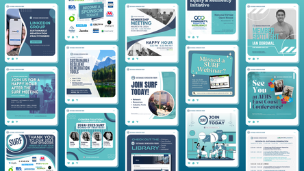 a collage of social media posts showing different graphics made for Sustainable Remediation Forum's social media feed