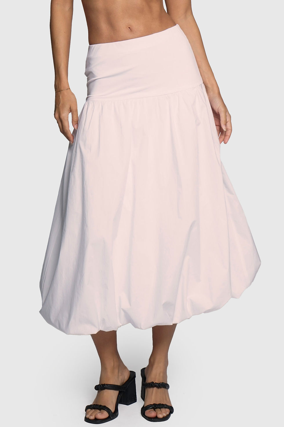 Thumbnail: Maxi Bubble Skirt with Knit Waistband Contrast